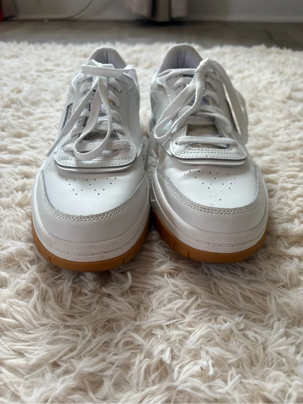 Reebok Women’s White Leather Sneakers with Gum Outsole